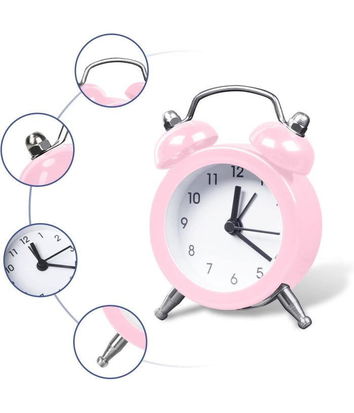 Mini Sveglia Analogico Da Tavolo Piccola Orologio Allarme Sonoro         