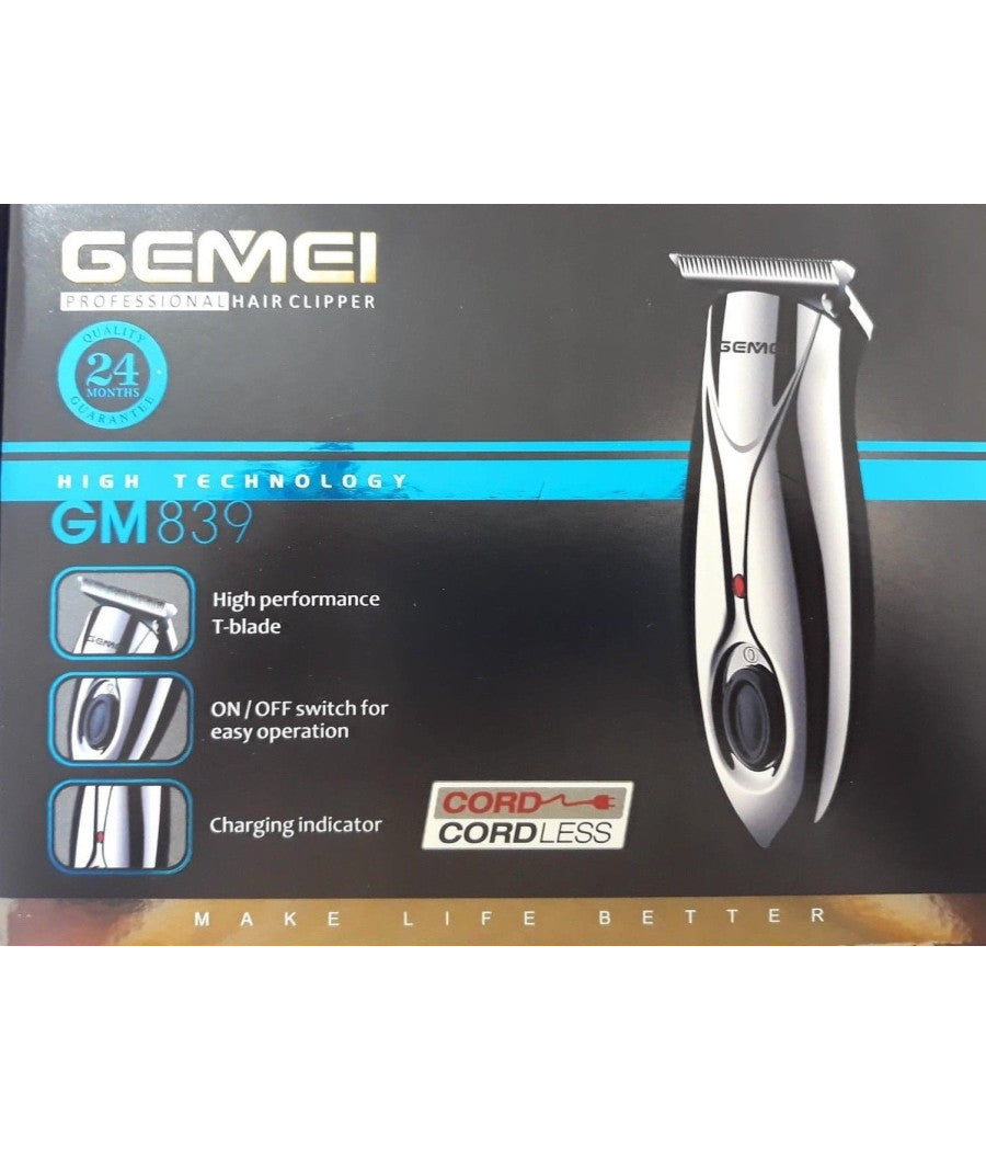 Mini Taglia Capelli Rasoio Regola Barba Tascabile 3 Pettini Ricaricabile Gm-839         