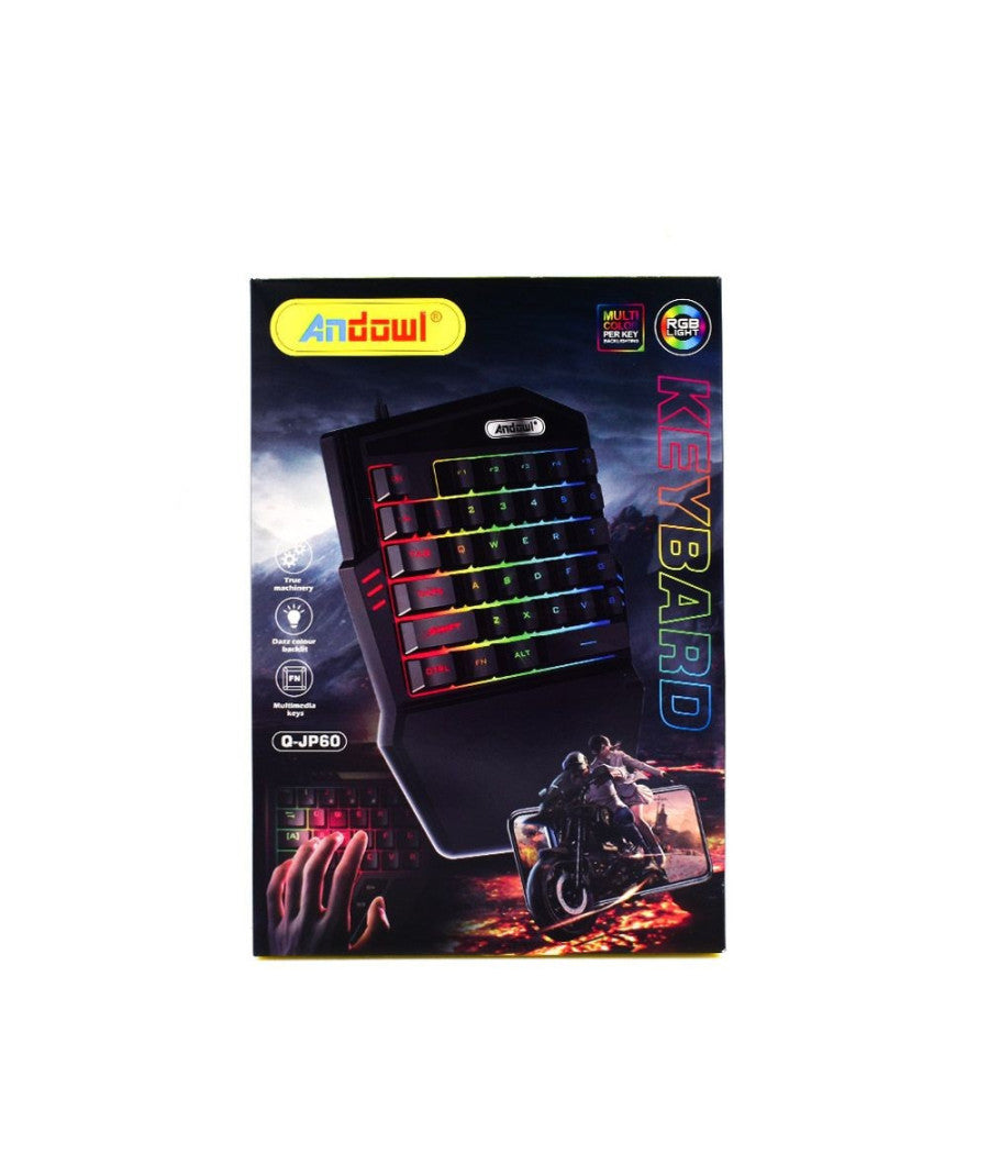 Mini Tastiera Gioco Singola Usb Retroilluminazione Rgb A Una Mano Gaming Q-jp60         
