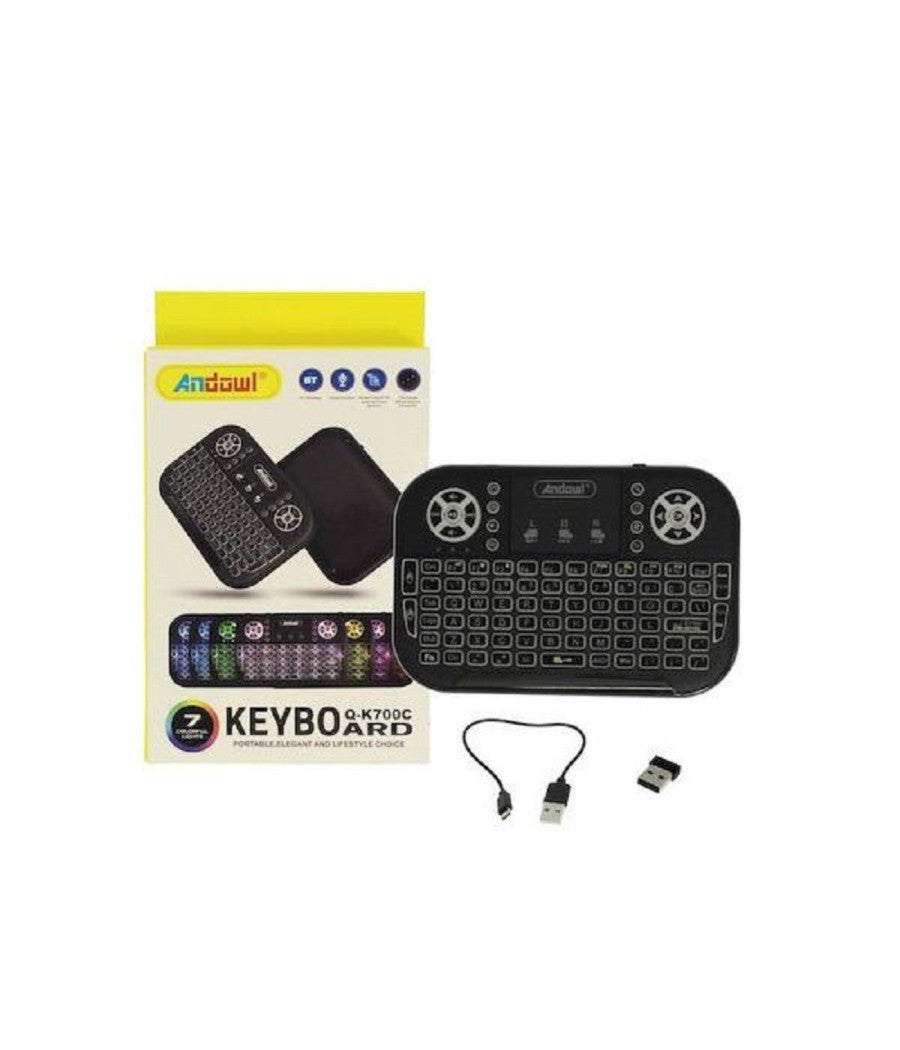 Mini Tastiera Wireless Bluetooth Ricaricabile Q-k700c Con Touchpad Inglese Usa         