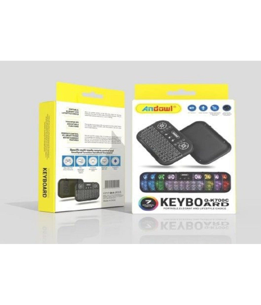 Mini Tastiera Wireless Bluetooth Ricaricabile Q-k700c Con Touchpad Inglese Usa         