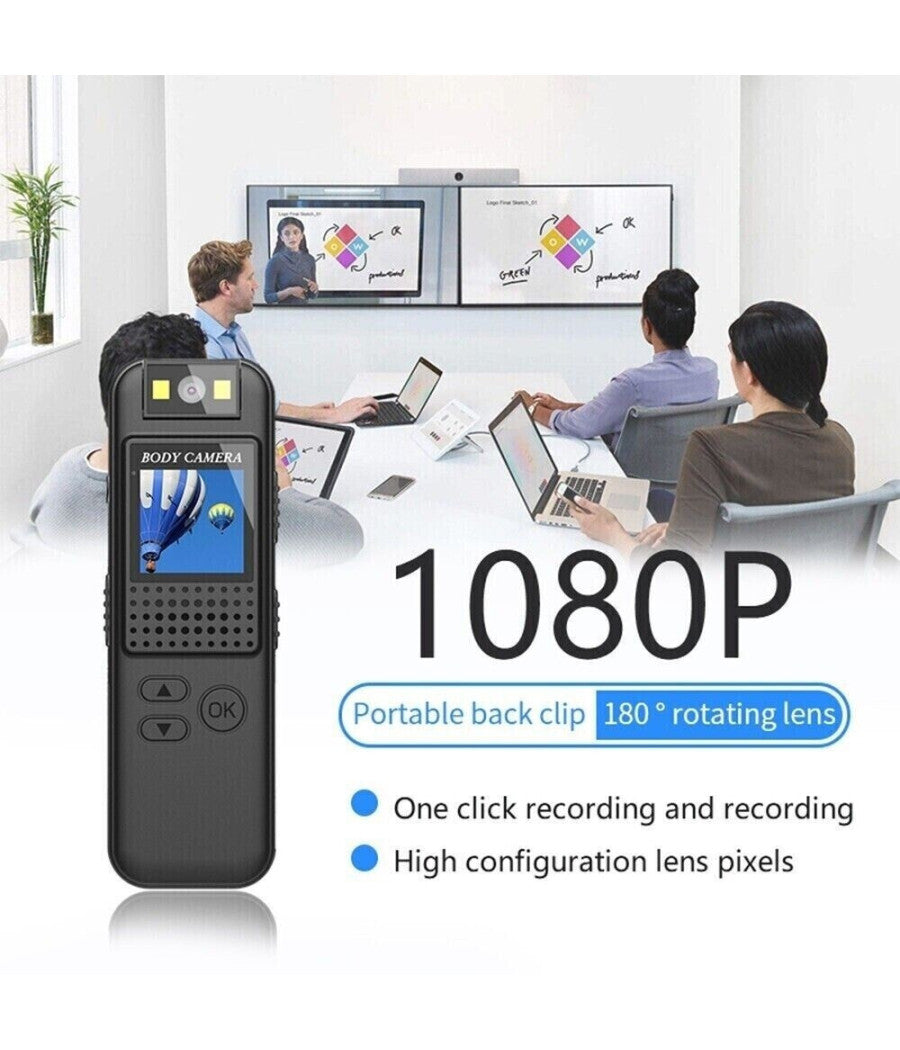 Mini Telecamera Spia Lcd Con Lente Girevole Con Visione Notturna Bodycam Full Hd         