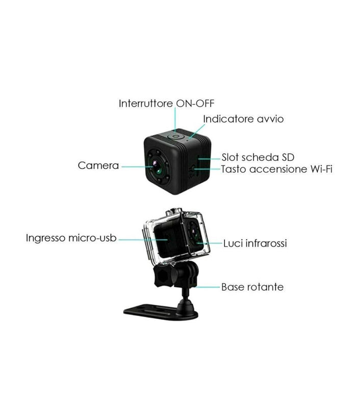 Mini Telecamera Sport Spia Sq29 Wifi Sub Ip Sensore Movimento Waterproof         
