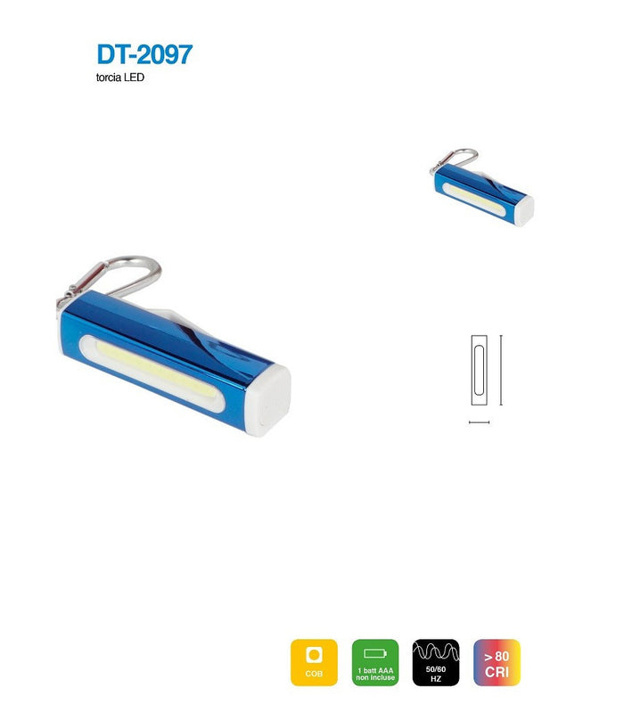 Mini Torcia Led Cob In Alluminio Portachiavi Tascabile Ip20 Vari Colori Dt-2097         