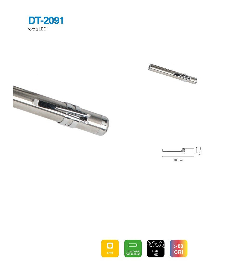 Mini Torcia Led Portachiavi Cree A Forma Di Penna In Alluminio Tascabile Dt-2091         