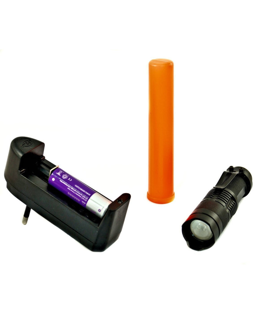 Mini Torcia Luce Bianca Led 3 W Lumen Ricaricabile Resistente Gancio Segnalatore         