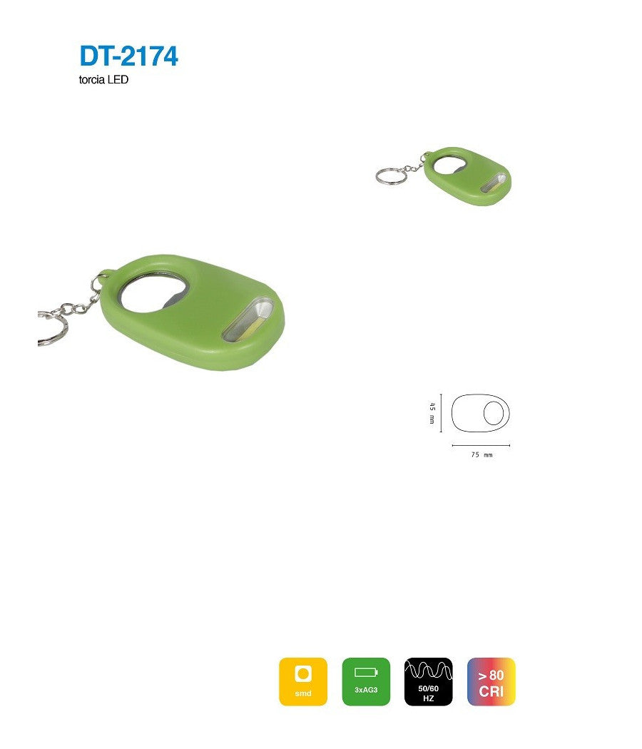 Mini Torcia Portachiavi Led Cob Tascabile Con Apribottiglia Vari Colori Dt-2174         