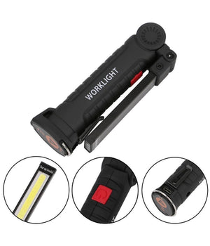 Mini Torcia Ricaricabile Led Cob Magnetica Snodata Luce Lampada Lavoro Meccanico         
