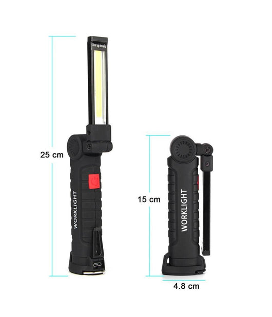 Mini Torcia Ricaricabile Led Cob Magnetica Snodata Luce Lampada Lavoro Meccanico         