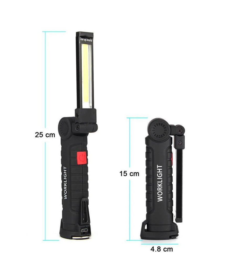 Mini Torcia Ricaricabile Led Cob Magnetica Snodata Luce Lampada Lavoro Meccanico         