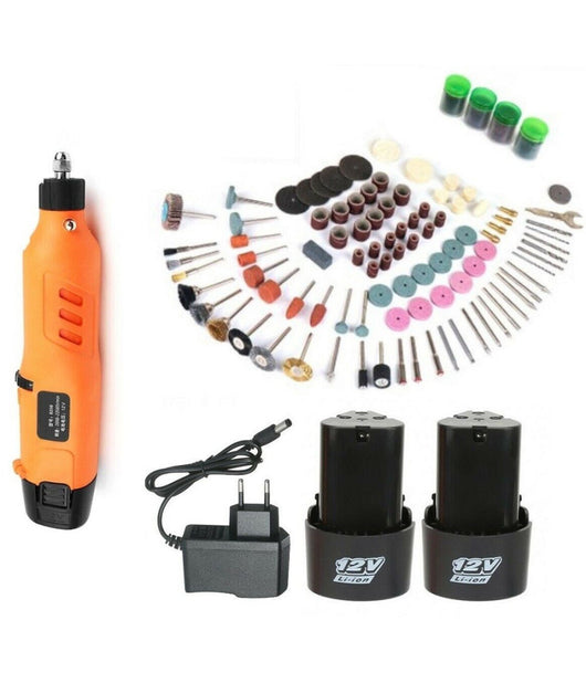 Mini Trapano Smerigliatrice A Doppia Batteria 12v 2ah Tipo Dremel 148 Accessori         