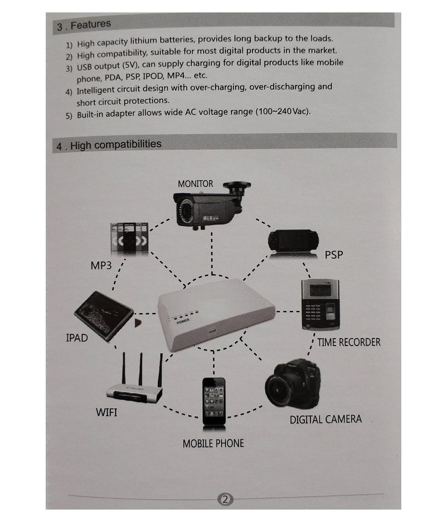 Mini Ups Alimentatore Portatile Batteria Ricaricabile Q-a212 17 W Backup Router         