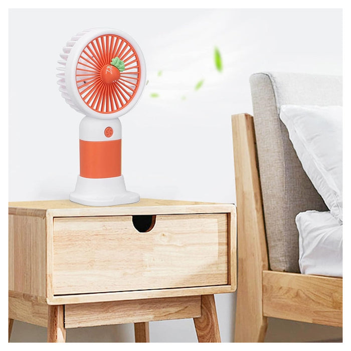 Trade Shop - Mini Ventilatore A Mano Batteria Ricaricabile Usb Portatile Tascabile Viaggio Con Base -