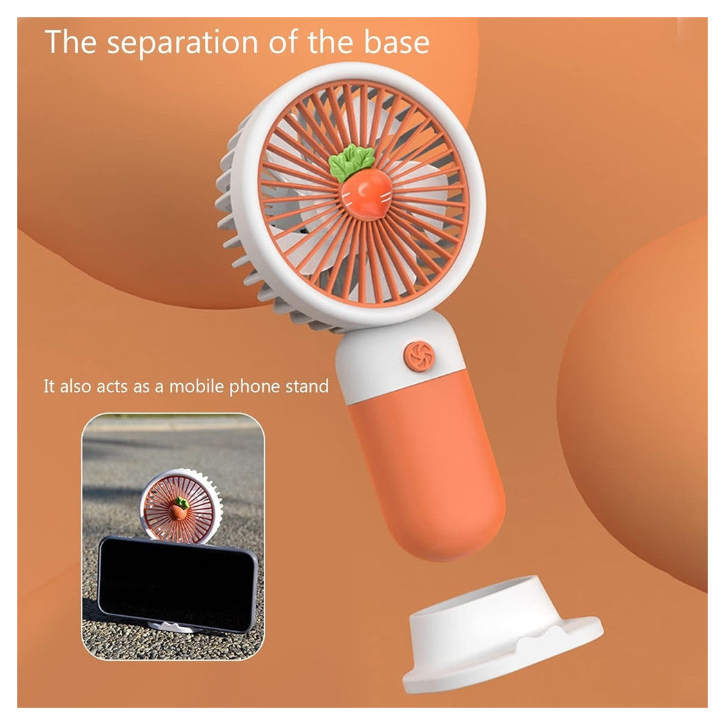Trade Shop - Mini Ventilatore A Mano Batteria Ricaricabile Usb Portatile Tascabile Viaggio Con Base -