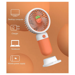 Trade Shop - Mini Ventilatore A Mano Batteria Ricaricabile Usb Portatile Tascabile Viaggio Con Base -