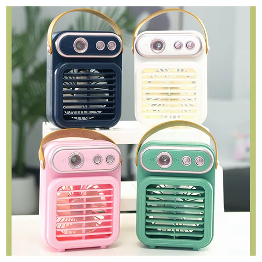 Trade Shop - Mini Ventilatore A Spruzzo Vintage Retro Da Tavolo Elettrico Portatile Usb Batteria -