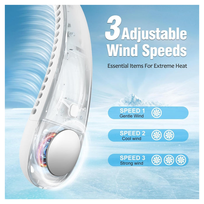 Trade Shop - Mini Ventilatore Collo Portatile Ricaricabile Usb Senza Pale 2600mah 3 Velocità Silenzioso -