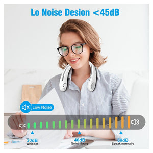 Trade Shop - Mini Ventilatore Collo Portatile Ricaricabile Usb Senza Pale 2600mah 3 Velocità Silenzioso -