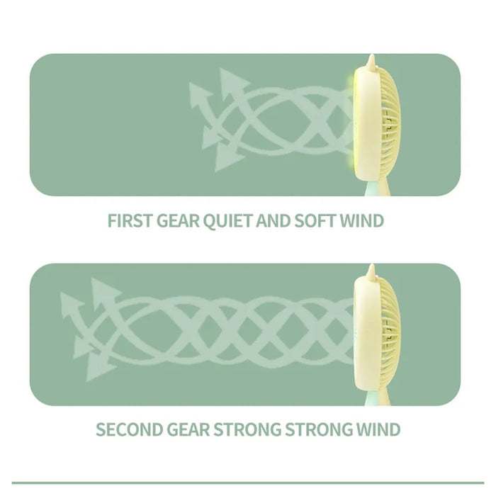 Trade Shop - Mini Ventilatore Con Luce A Led Hq66-17 Portatile Batteria Ricaricabile Usb 2 Velocità -