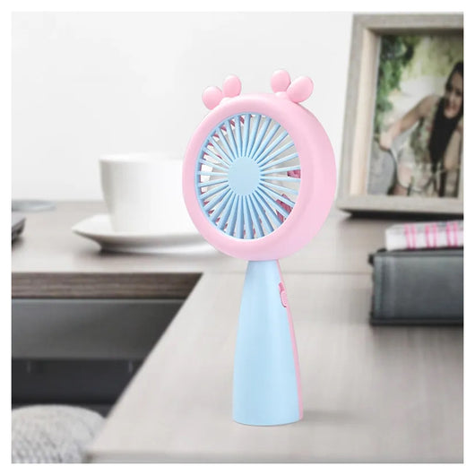 Trade Shop - Mini Ventilatore Con Luce A Led Hq66-17 Portatile Batteria Ricaricabile Usb 2 Velocità -