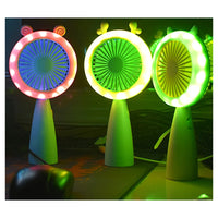 Trade Shop - Mini Ventilatore Con Luce A Led Hq66-17 Portatile Batteria Ricaricabile Usb 2 Velocità -