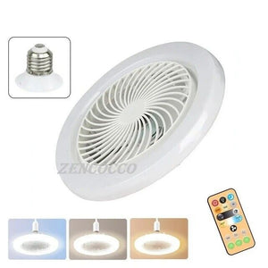 Mini ventilatore lampada led E27 dimmerabile 3 COLORI LUCE 30W con telecomando 26cm - ZENCOCCO