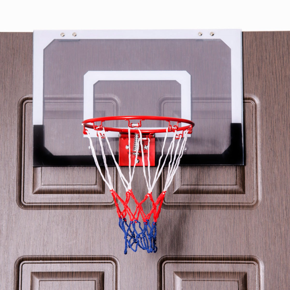 Mini canestro da basket in policarbonato a muro da interno con pallacanestro e pompa 46x30,5cm-Giocattoli sportivi
