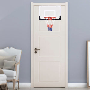 Mini canestro da basket in policarbonato a muro da interno con pallacanestro e pompa 46x30,5cm-Giocattoli sportivi