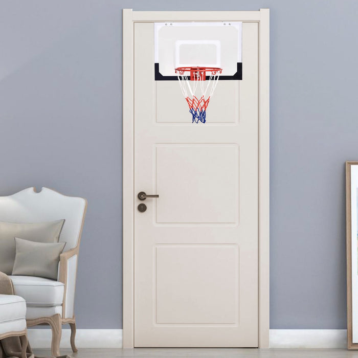 Mini canestro da basket in policarbonato a muro da interno con pallacanestro e pompa 46x30,5cm-Giocattoli sportivi