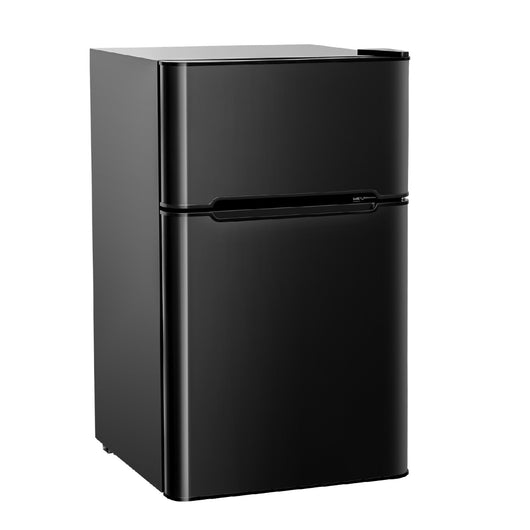 Frigorifero compatto 90 L con luce LED e refrigerazione rapida, Freezer silenzioso separato con 2 ante Nero-Frigoriferi