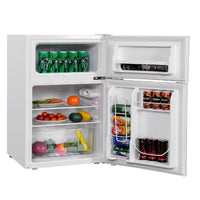 Frigorifero compatto 90 L con luce LED e refrigerazione rapida, Freezer silenzioso separato con 2 ante Bianco-Frigoriferi