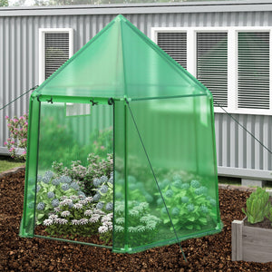 Mini serra portatile per esterno per inverno con copertura in PE per giardino-Serra per entrare porta con cerniera arrotolabile Verde
