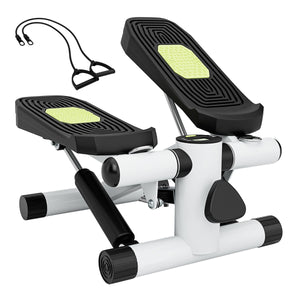 Macchina per scalini con fasce di resistenza altezza regolabile e pedali antiscivolo, Mini stepper per esercizio a casa Bianco-Elliptical