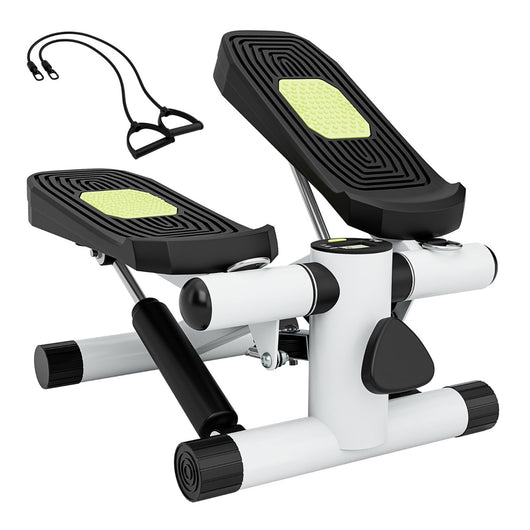 Macchina per scalini con fasce di resistenza altezza regolabile e pedali antiscivolo, Mini stepper per esercizio a casa Bianco-Elliptical