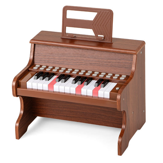 Mini tastiera pianoforte digitale in legno con modalit¨¤ insegnamento, Mini tastiera pianoforte 25 tasti bambini Marrone-Tastiere elettriche