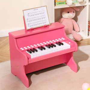 Mini tastiera pianoforte digitale in legno con modalit¨¤ insegnamento, Mini tastiera pianoforte 25 tasti bambini Rosa-Tastiere elettriche