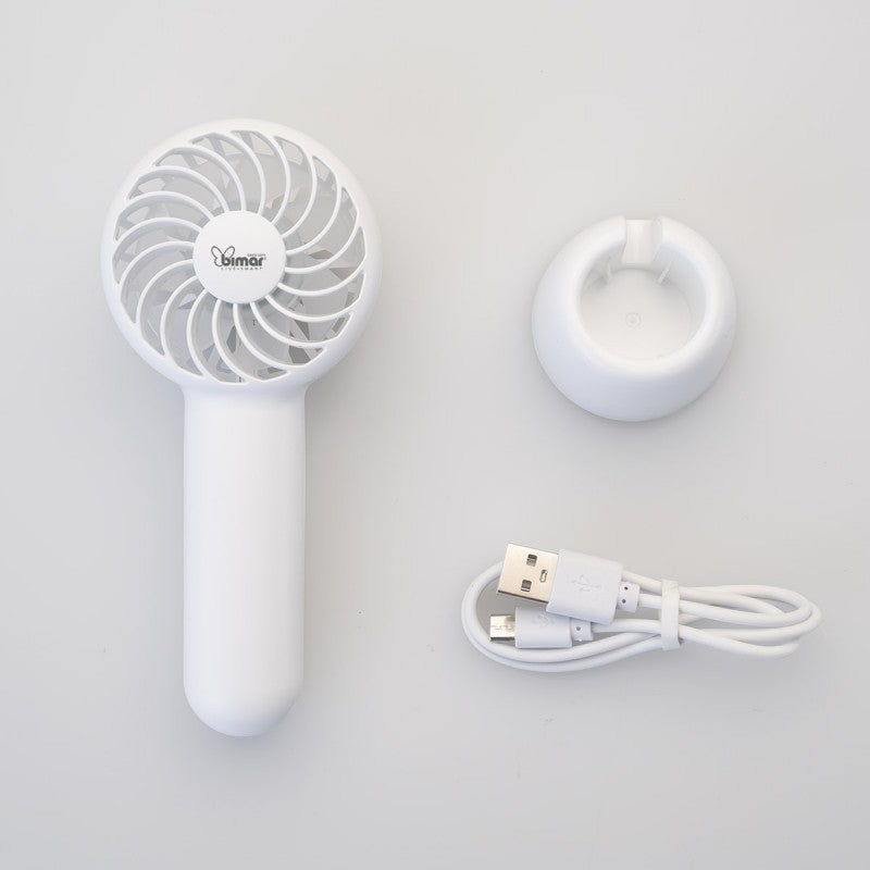 Bimar Ventilatore Portatile VA50, Mini ventilatore usb, Mini ventilatore portatile, Regolazione Intensità e Modalità dell’Aria, Da Tavolo, Con Supporto di Appoggio, 3 Velocità