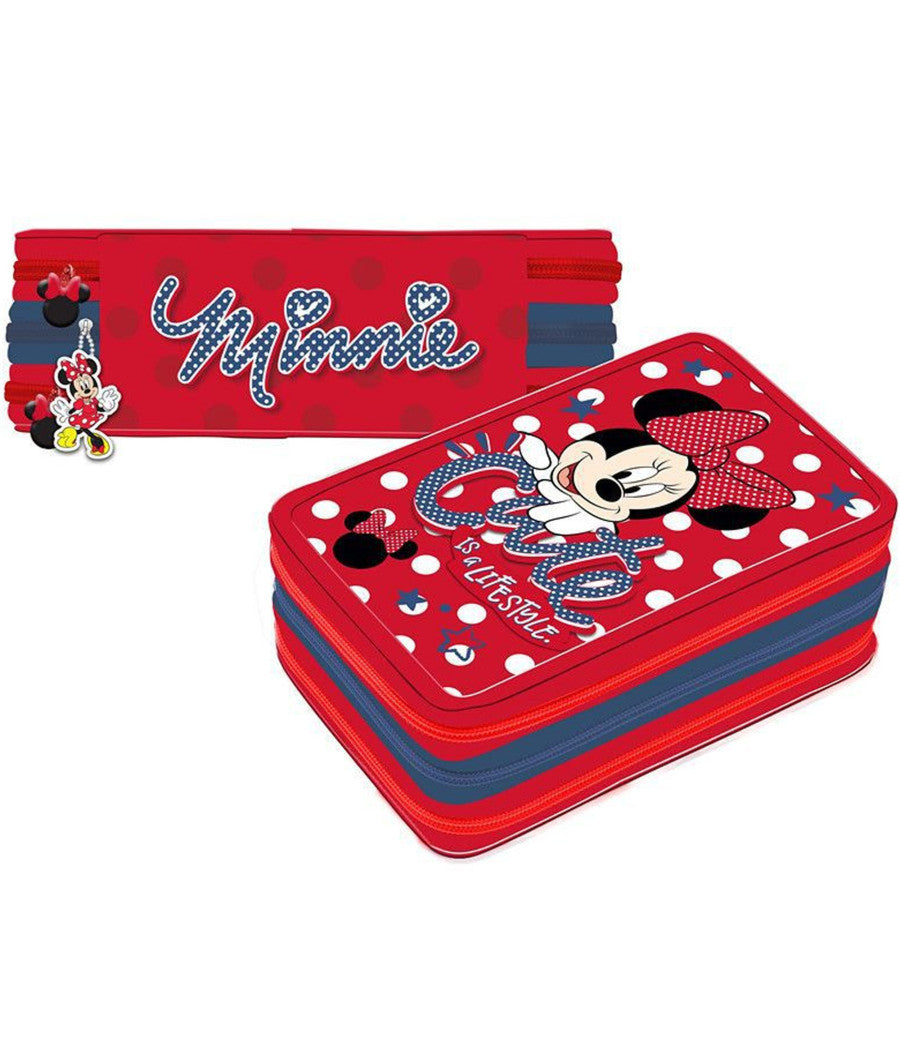 Minnie Mouse Is A Life Style Astuccio 3 Zip Cerniere Portapastelli Matite Scuola         