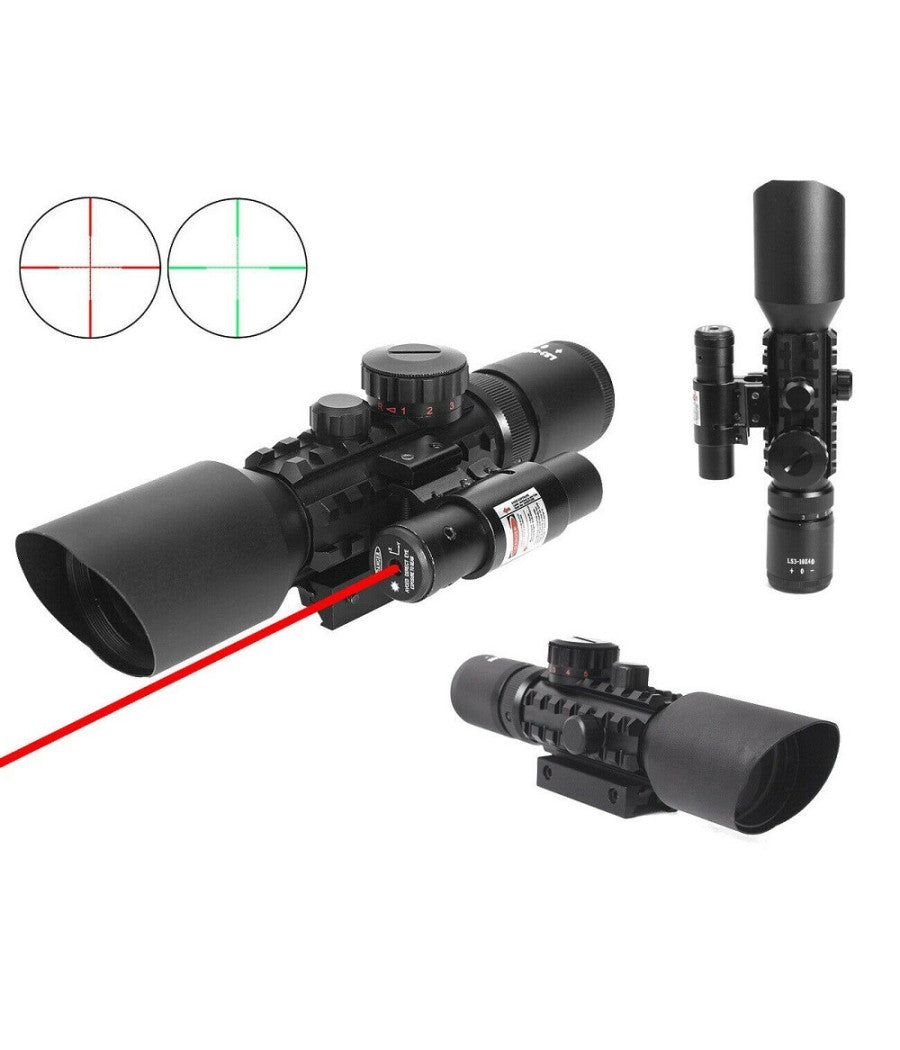 Mirino Ottico Di Precisione Per Fucile Carabina Con Reticolo Illuminato 3-10x40         