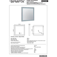 Specchio quadrato 60x60 cm con luce LED e sensore touch