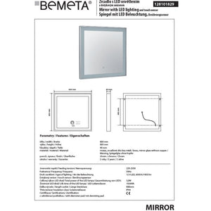 Specchio quadrato 60x60 cm con luce LED e sensore touch