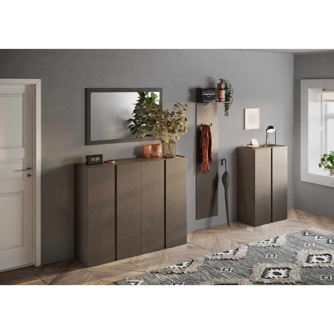 Specchio d'ingresso design, 110x68 cm, collezione KEY, contorno marrone