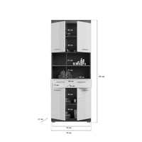 Colonna da bagno SCOTT – 4 porte e 1 cassetto – Grigio scuro e bianco – 74x191x31 cm