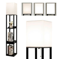 Lampada da terra soggiorno con lampadina LED 5000k luminosità a 3 livelli 1 cassetto e 1 porta USB 3 ripiani 25 x 25 x 159,5 cm 20_0009760