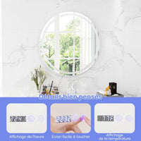 Specchio da parete rotondo a LED e specchio cosmetico impermeabile con funzione antiappannamento con specchio per trucco touch screen a 3 colori 58 luci argento 20_0008919
