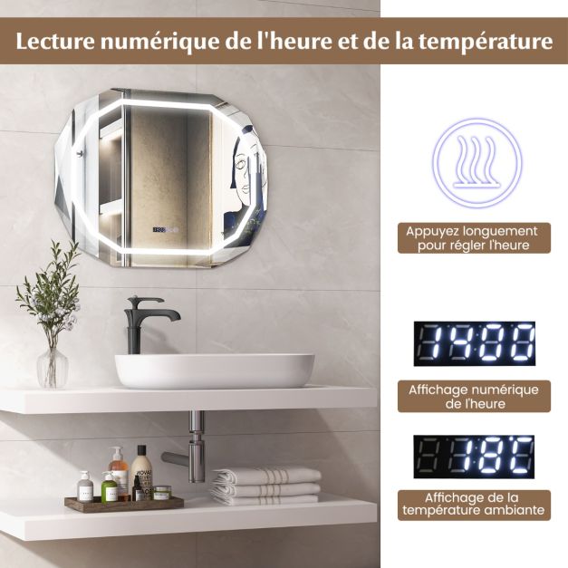 Specchio bagno ovale con led antiappannamento funzione memory display tempo/temperatura infrangibile 20_0005043