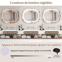 Specchio bagno ovale con led antiappannamento funzione memory display tempo/temperatura infrangibile 20_0005043