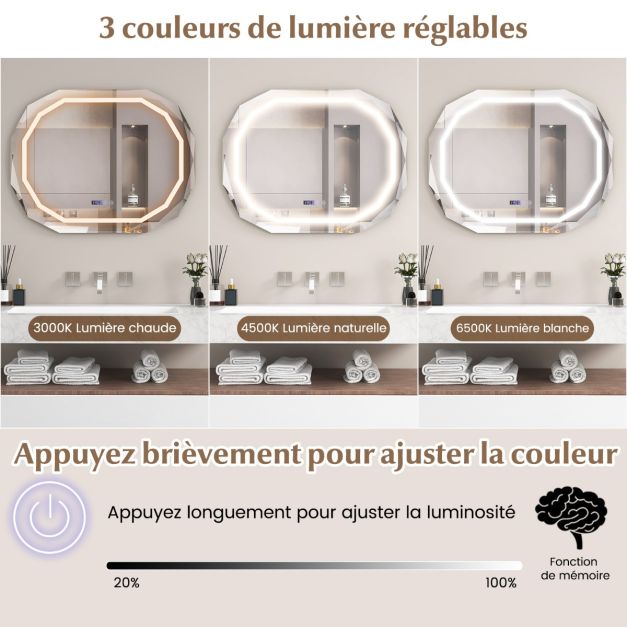 Specchio bagno ovale con led antiappannamento funzione memory display tempo/temperatura infrangibile 20_0005043