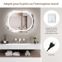 Specchio bagno ovale con led antiappannamento funzione memory display tempo/temperatura infrangibile 20_0005043