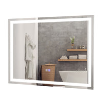 Specchio da bagno LED 80 x 60 cm con 3 luci, interruttore touch e funzione antiappannamento 20_0005042